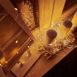 LAMPKI DRUCIKI BIAŁE CIEPŁE 100 LED 10M CHOINKOWE NA BATERIE ŚWIATEŁKA
