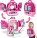 TOALETKA W WALIZCE DOMEK z lalką PLECAK ZESTAW piękności do zabawy 3w1