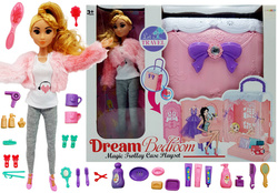 DOMEK DLA LALEK rozkładany otwierany DOMEK na kółkach WALIZKA Lalki LALKA