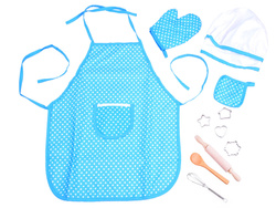 ZESTAW MAŁEGO KUCHARZA DO GOTOWANIA DLA DZIECI STRÓJ FARTUSZEK WAŁEK CZAPKA