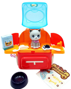 Zestaw salon piękności dla kota zwierząt do zabawy Kotek w Plecaku Zabawka