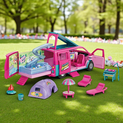 WAKACYJNY KAMPER MARZEŃ Z LALKA DOMEK LALEK BASEN AUTO ZABAWKA DZIEWCZYNKI