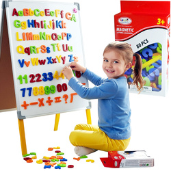 LITERKI CYFERKI MAGNETYCZNE NA TABLICĘ MAGNESY W PUDEŁKU DO NAUKI ZABAWY 80