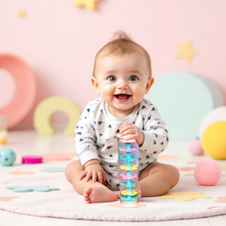 GRZECHOTKA DESZCZOWNICA TUBA Z KULKAMI MARAKAS DREWNIANA ZABAWKA MUZYCZNA