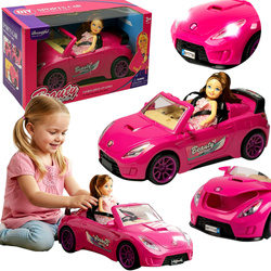 KABRIOLET AUTO DLA LALKI LALEK RÓŻOWY ZESTAW ZABAWKA LALKA DLA DZIEWCZYNKI