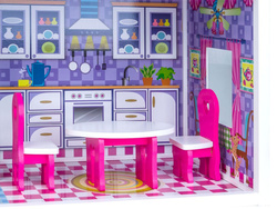 DUŻY Drewniany domek dla LALEK meble ZA2122