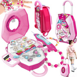 TOALETKA WALIZKA NA KÓŁKACH KUFEREK DLA DZIECI SPINKI DO WŁOSÓW NA PREZENT