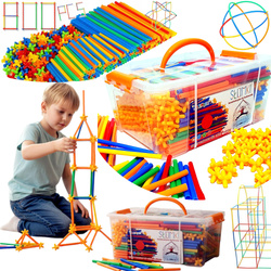 SŁOMKI KLOCKI KONSTRUKCYJNE DO BUDOWANIA ZESTAW XXL 800 W PUDEŁKU ZABAWKA