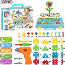 KLOCKI KONSTRUKCYJNE 252EL. Z WIERTARKA ZABAWKA ZESTAW NARZĘDZI DLA DZIECI
