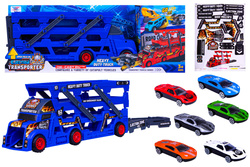 DUŻY TIR laweta CIĘŻARÓWKA rozkładana z 6x auta Wyrzutnia ZESTAW dla dzieci