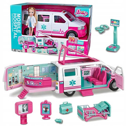 KAMPER MEDYCZNY AUTO AMBULANS SZPITAL LEKARZ PIELĘGNIARKA DLA DZIECI +LALKA