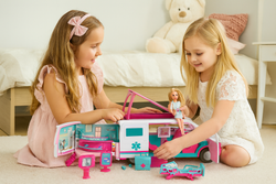 KAMPER MEDYCZNY AUTO AMBULANS SZPITAL LEKARZ PIELĘGNIARKA DLA DZIECI +LALKA