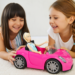 AUTO RÓŻOWY KABRIOLET SAMOCHÓD ZABAWKA DLA LALEK LALKI BEAUTY ZESTAW +LALKA