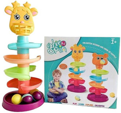 WIEŻA Z PIŁECZKAMI Tor dla piłeczek ZJEŻDŻALNIA kulek +KOSZ grzechotki