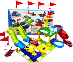 Klocki konstrukcyjne ZESTAW TOR PARKING WYRZUTNIA DLA AUTA +4 AUTKA