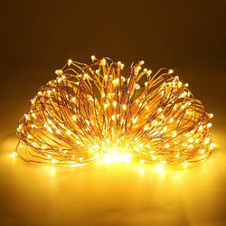 LAMPKI DRUCIKI BIAŁE CIEPŁE 100 LED 10M CHOINKOWE NA BATERIE ŚWIATEŁKA