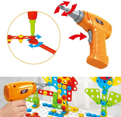 KLOCKI KONSTRUKCYJNE 252EL. Z WIERTARKA ZABAWKA ZESTAW NARZĘDZI DLA DZIECI