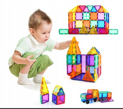 KLOCKI MAGNETYCZNE 3D KONSTRUKCYJNE EDUKACYJNE DUŻE 70EL UKŁADANKA MAGNETIC