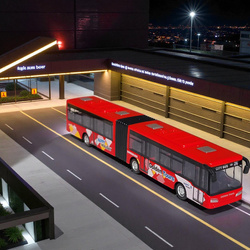 METALOWY AUTOBUS MIEJSKI PRZEGUBOWY 23 CM CZERWONY MODEL ZABAWKA DLA DZIECI