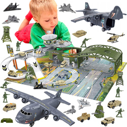 Lotnisko BAZA WOJSKOWA Zestaw Samolot Armia Czołg Żołnierzyki Mata AUTA TOR