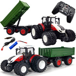 DUŻY TRAKTOR Z PRZYCZEPĄ CIAGNIK Zdalnie sterowany na PILOT Świeci LED