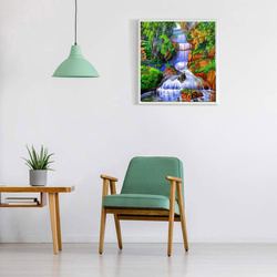 DIAMENTOWA MOZAIKA 30x40 CM MOST NAD WODOSPADEM W LESIE HAFT DIAMENTOWY