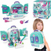 DUŻY OTWIERANY DOMEK Z LALKA W PLECAKU I ZESTAW LEKARZ DOKTOR DO ZABAWY 3w1