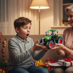 TRAKTOR CIĄGNIK ZABAWKA DLA DZIECI CHŁOPCA ZIELONY ROLNICZY GUMOWE KOŁA HAK