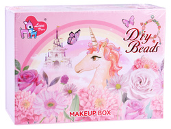 Zestaw do Makijażu Kuferek Kosmetyki Lusterko Szuflady 18 kolorów 5 brokaty