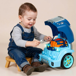 SILNIK CIĘŻARÓWKA ZABAWKA DO SKRĘCANIA I ROZKRĘCANIA MECHANIK Z LED DŹWIĘK