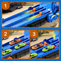 GIGANTYCZNY TYRANOZAUR SAMOCHÓD TOR WYŚCIGOWY 157 cm TRANSPORTERA TIR AUTO