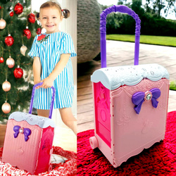 DOMEK DLA LALEK rozkładany otwierany DOMEK na kółkach WALIZKA Lalki LALKA