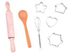 ZESTAW MAŁEGO KUCHARZA FARTUSZEK DLA DZIECI Z FOREMKI I AKCESORIA KUCHENNE