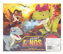 DINOZAUR INTERAKTYWNY FIGURKA ŚWIECI LED RYCZY ZIEJE PARĄ DILOFOZAU