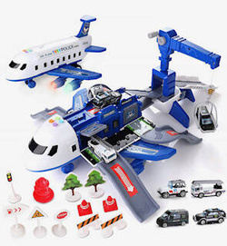 DUŻY SAMOLOT INTERAKTYWNY ROZKŁADANY PARKING DŹWIG POLICJA DLA DZIECI