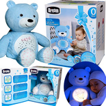 PLUSZOWY MIŚ USYPIACZ PROJEKTOR GWIAZD MUZYCZNA LAMPKA NOCNA I MELODIE BLUE