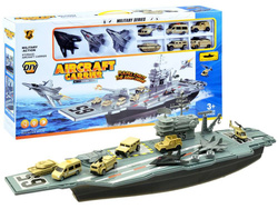 Duży LOTNISKOWIEC statek wojskowy + samoloty auta