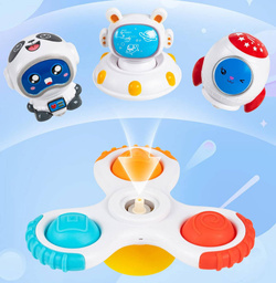 WIRUJĄCE GRZECHOTKI GRYZAKI SPINNERY Z PRZYSSAWKAMI ASTRONAUTA ZESTAW 3 szt