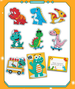 HAFT DIAMENTOWY DINOZAURY NAKLEJKI MOZAIKA KRYSZTAŁKI PREZENT DLA DZIECI