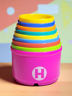 WIEŻA PIRAMIDKA MIŚ KOLOROWE KUBECZKI DO WODY KĄPIELI ZABAWY UKŁADANIA 9sz.