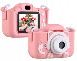 APARAT FOTOGRAFICZNY CYFROWY DLA DZIECI KOTEK POLSKIE MENU FULL HD + GRY