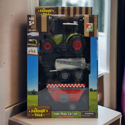 TRAKTOR I PRZYCZEPA ZESTAW FARMERA DLA DZIECI MASZYNY ROLNICZE ZABAWKI