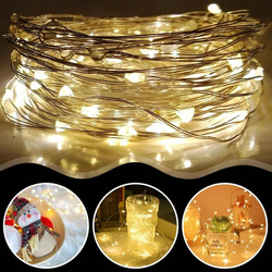 LAMPKI DRUCIKI BIAŁE CIEPŁE 100 LED 10M CHOINKOWE NA BATERIE ŚWIATEŁKA