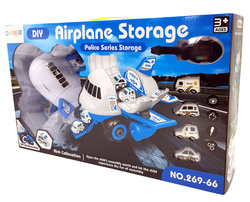 DUZY OTWIERANY SAMOLOT POLICJA do rozkręcania ze zjeżdżalnia dla 4 auta