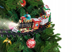 ŚWIĄTECZNY POCIĄG KOLEJKA I TORY MIKOŁAJ NA CHOINKĘ POD OZDOBA LED DŹWIĘKI