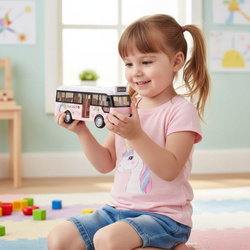 Interaktywny Autobus Szkolny Wakacyjny ZABAWKA AUTO Dźwięk Świata LED Napęd