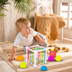 KOSTKA ZRĘCZNOŚCIOWA KLOCKI SENSORYCZNE WIEŻA GRA ZABAWKA DLA MAŁYCH DZIECI