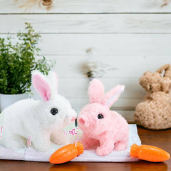 ZAJĄCZEK KRÓLICZEK z domkiem i z marchewką do karmienia Chodzi z dźwiękami