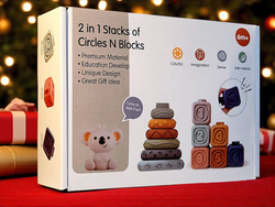 KLOCKI SENSORYCZNE GRYZAKI WIEŻA KOSTKA DO UKŁADANIA Z MIŚ MIĘKKIE GUMOWE