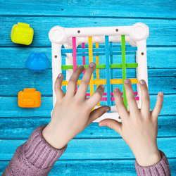 KOSTKA ZRĘCZNOŚCIOWA KLOCKI SENSORYCZNE WIEŻA GRA ZABAWKA DLA MAŁYCH DZIECI